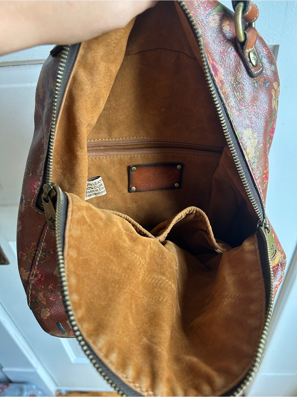 Patricia Nash Brown Floral Leather Backpack - Picture 3 of 4